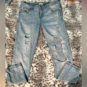 Blue asphalt Distressed skinny jeans